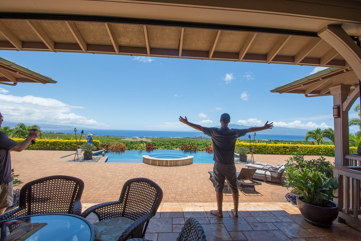 View of luxury estate in Kaanapali looking out to the island of Lanai