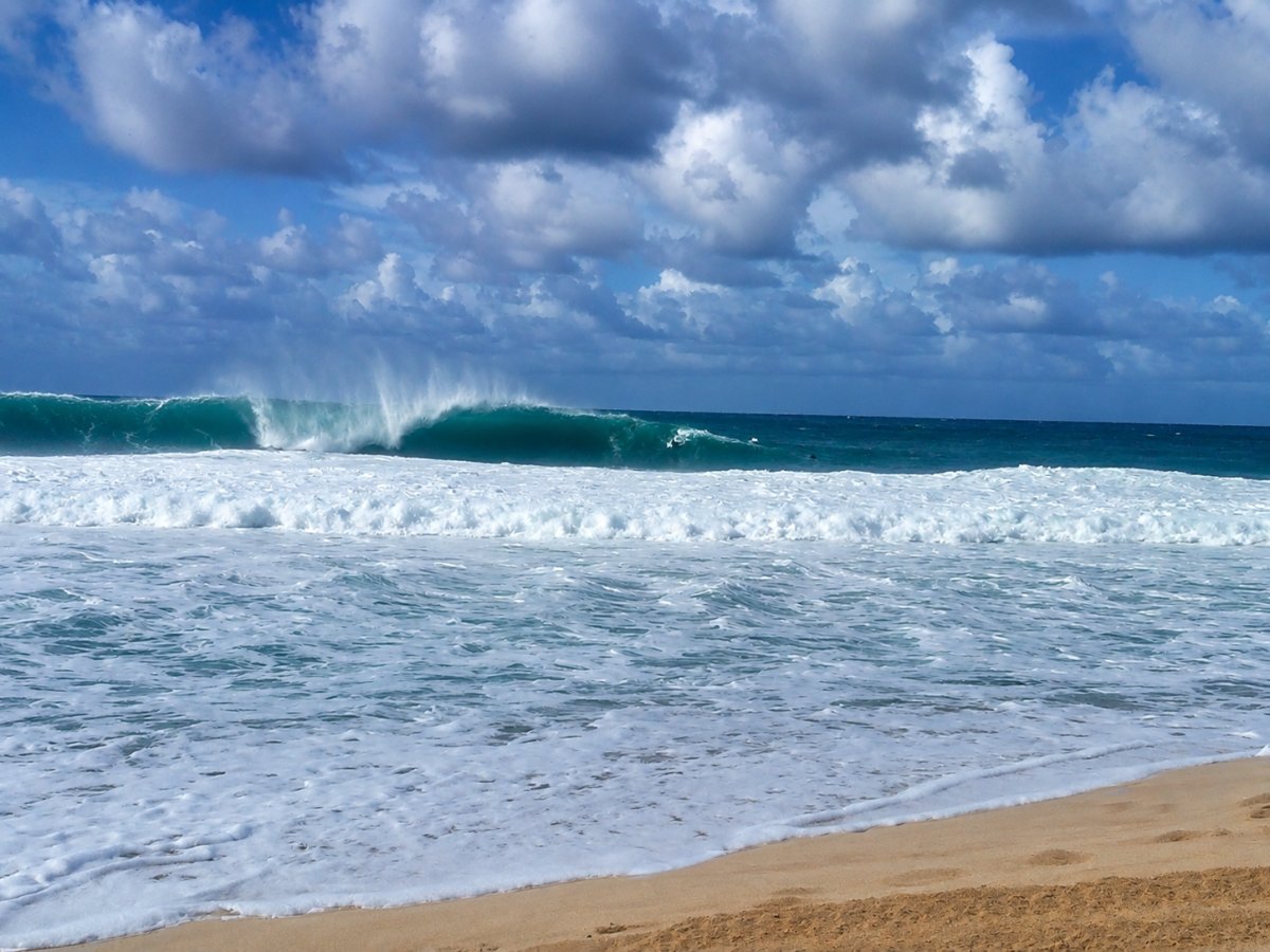 View of large wave breaking on the North Shore of Oahu - taken by John Di Rienzo