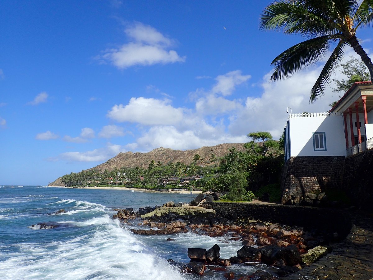 View of from the water of Doris Duke's Shangri La in Honolulu.