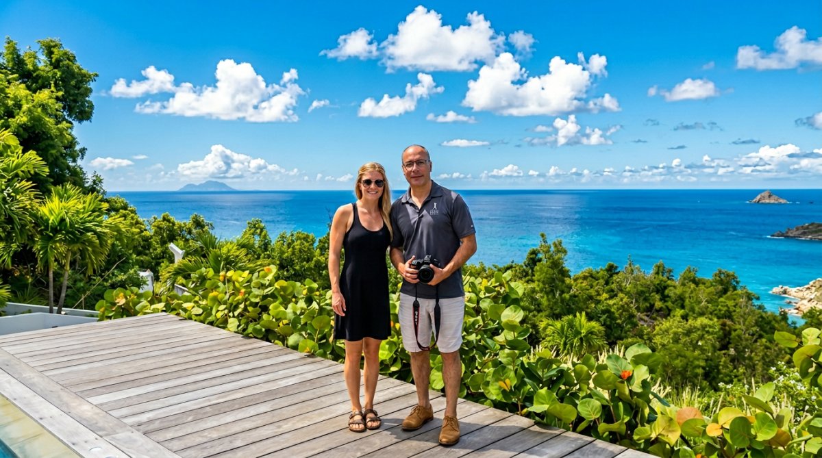 John and Shanon of Exotic Estates on St. Barts Inspection Tour