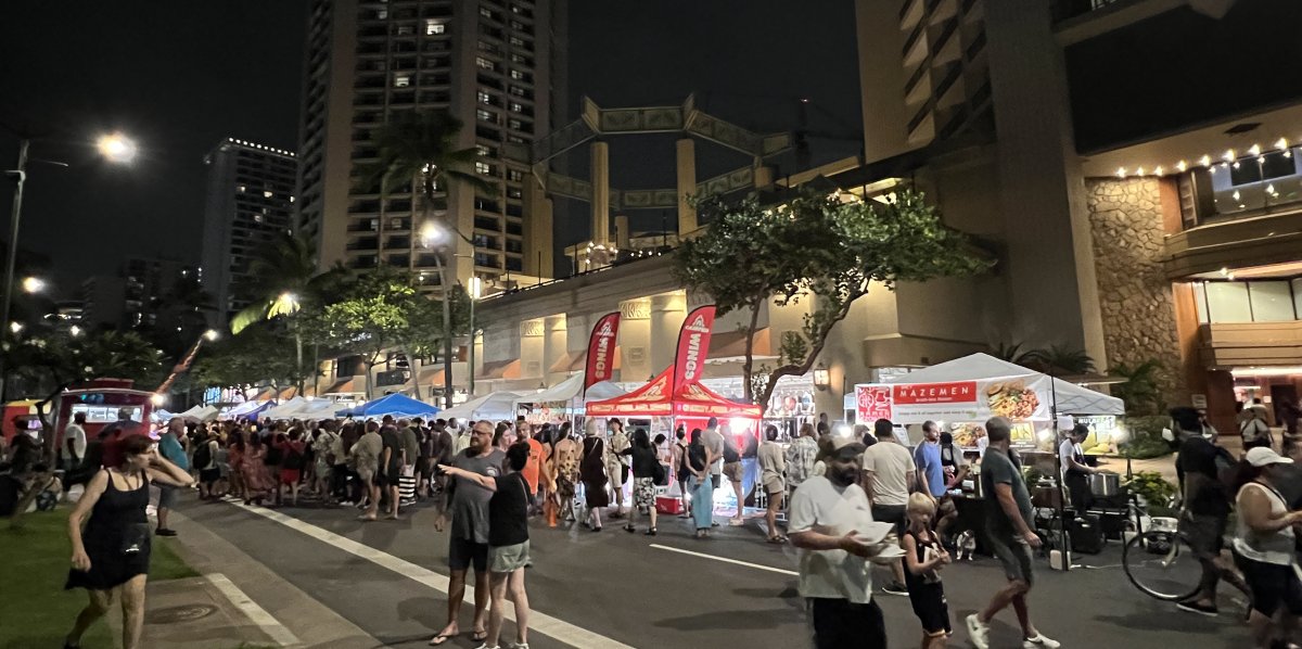 View of street fair in Waikiki for Pan-Pacific Festival 