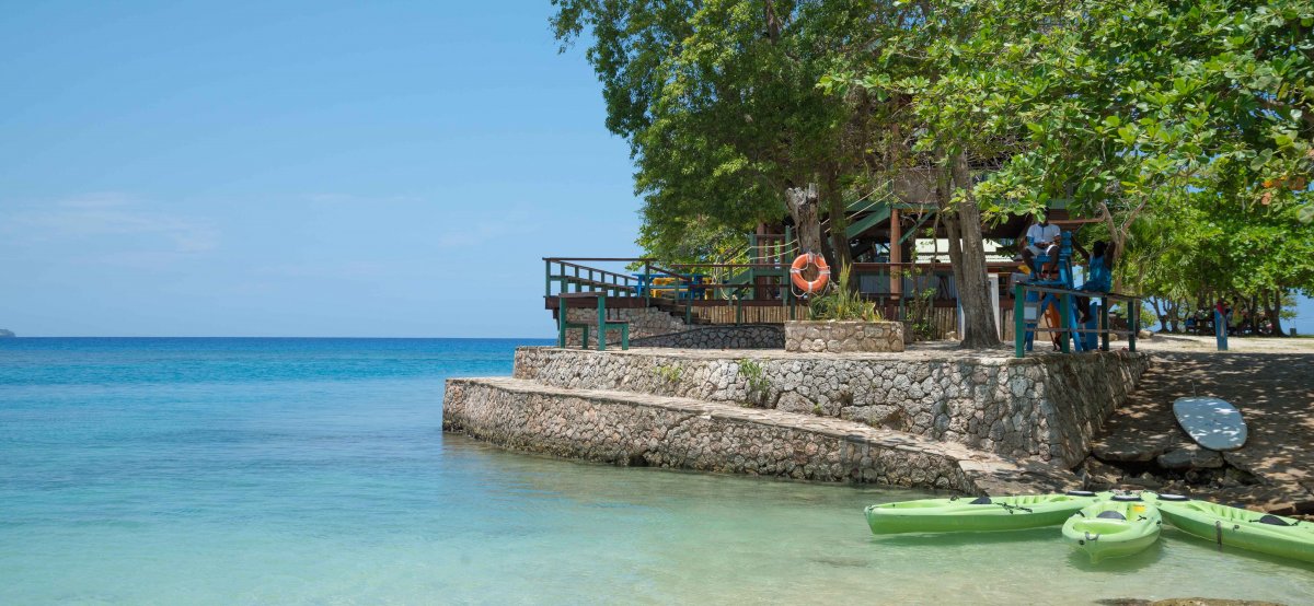 James Bond Beach beautiful blue waters in Ocho Rios, Jamaica.