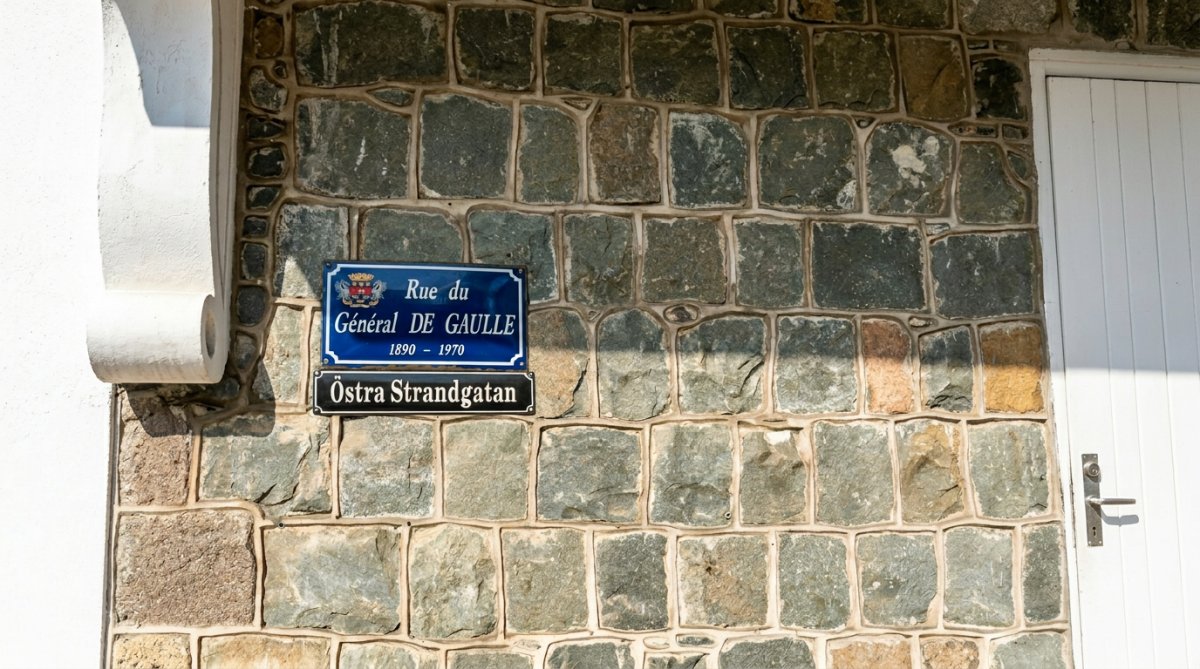 View of street sign in Gustavia