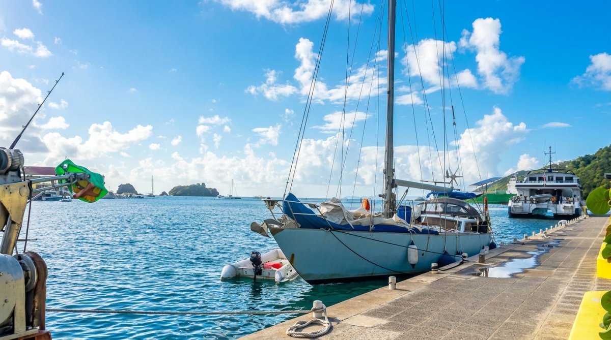 View of boats in the harbor of Gustavia on St. Barts