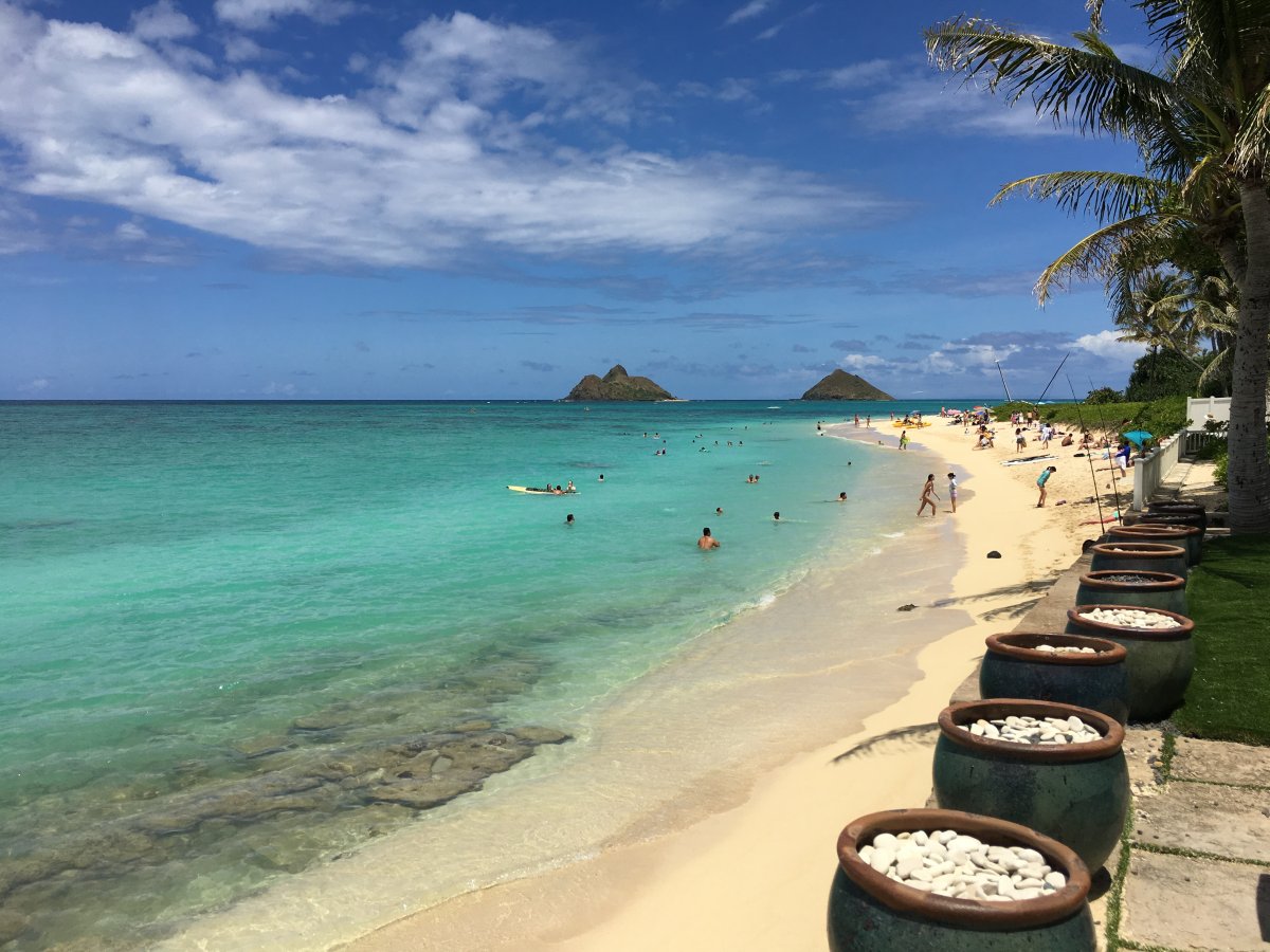 View of Lanikai Beach, Oahu, Hawaii