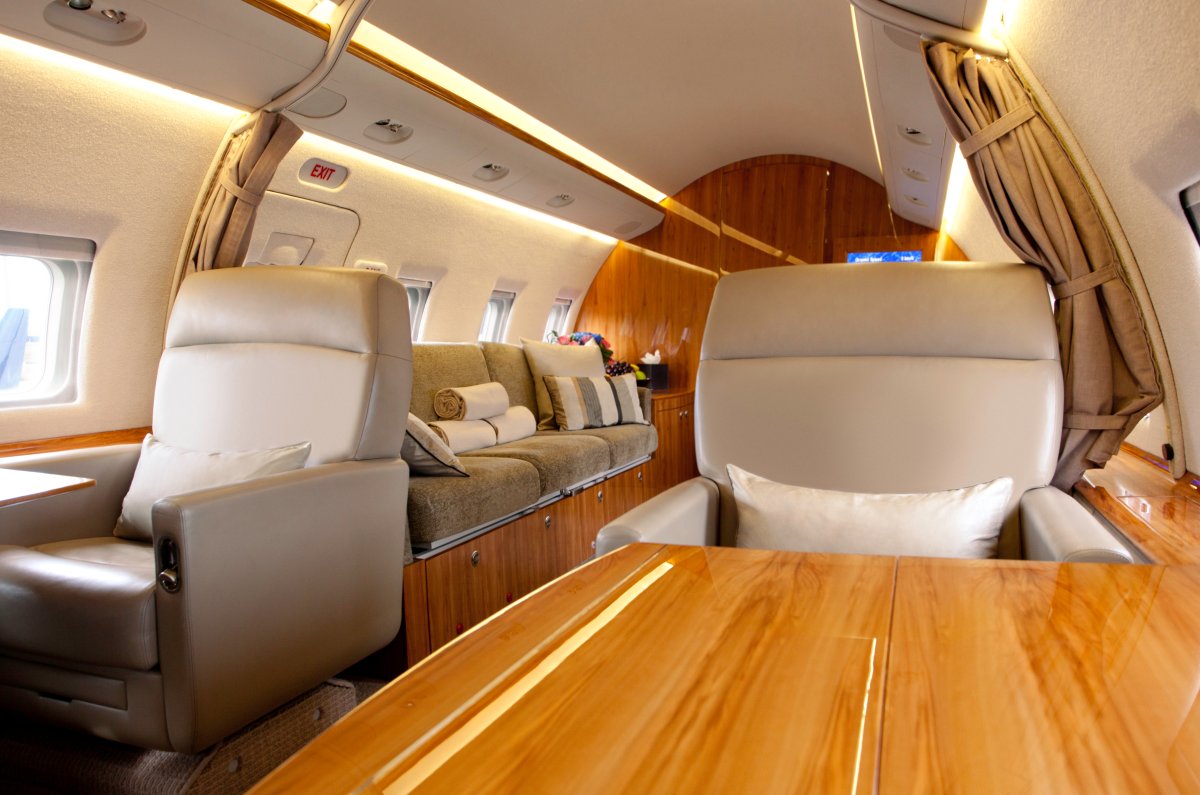 Luxury private jet interior view 