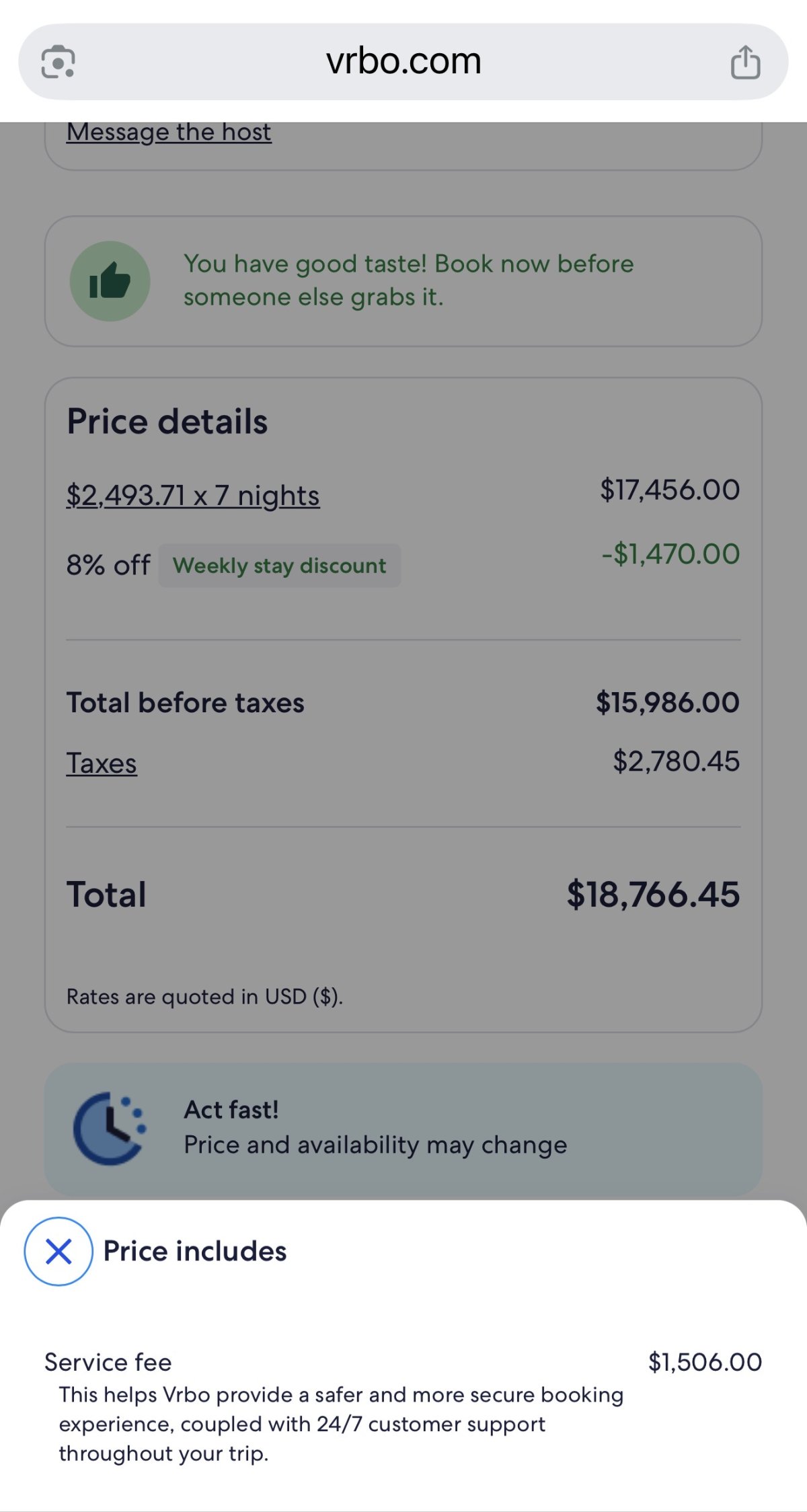 VRBO service fee