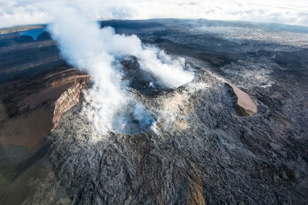 View of Kilauea Crater on the Big Island of Hawaii in Hawaii Volcanoes National Park