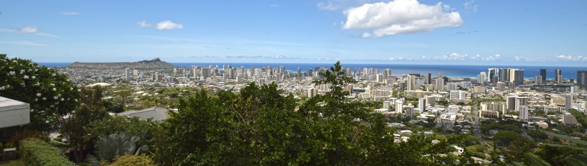 View of Honolulu City from hillside home