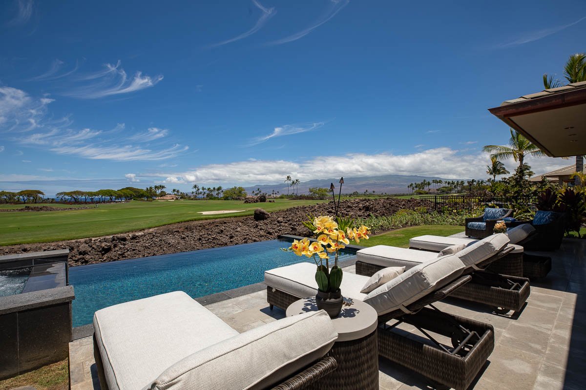 View of the Golf Course fairways from luxury villa in the Mauna Lani Resort on the Big Island of Hawaii