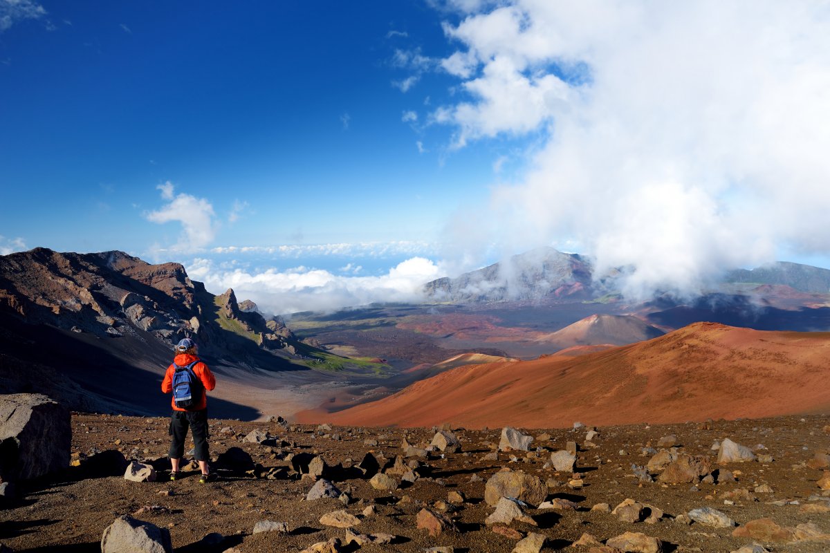 Hiking through Haleakala Crater