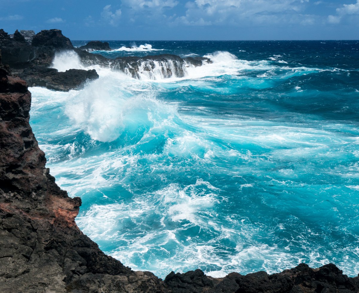 Rugged and beautiful Olivine pools along Maui's coastline near Kahekili Highway