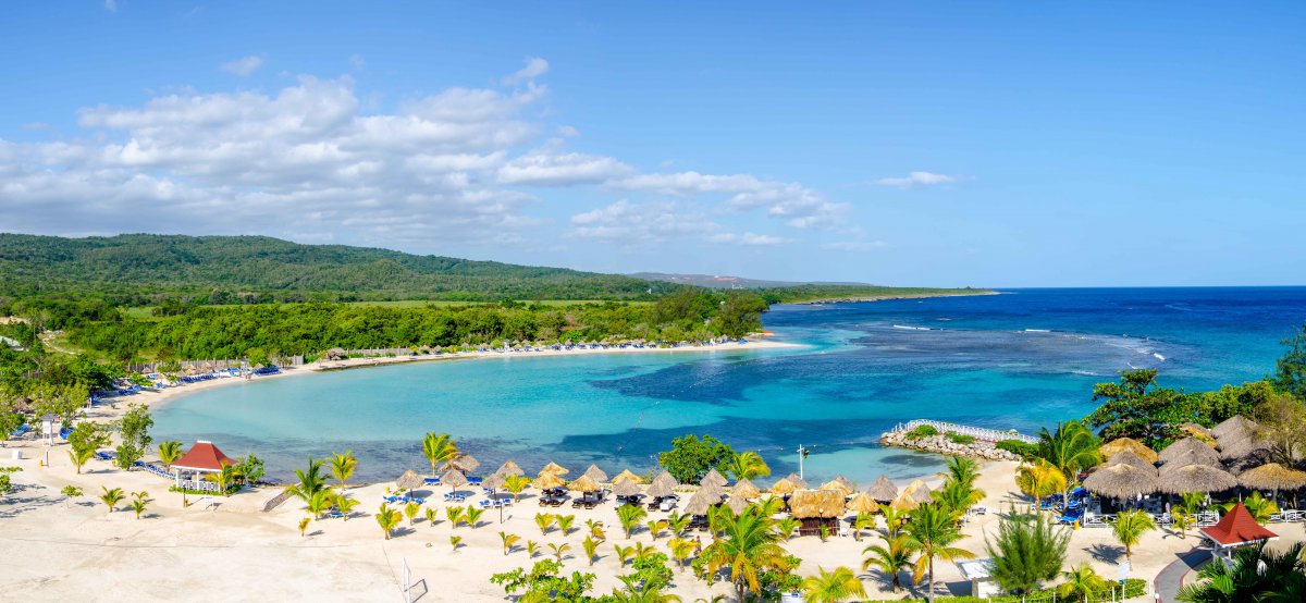 View of blue waters in Runaway Bay Beach Jamaica