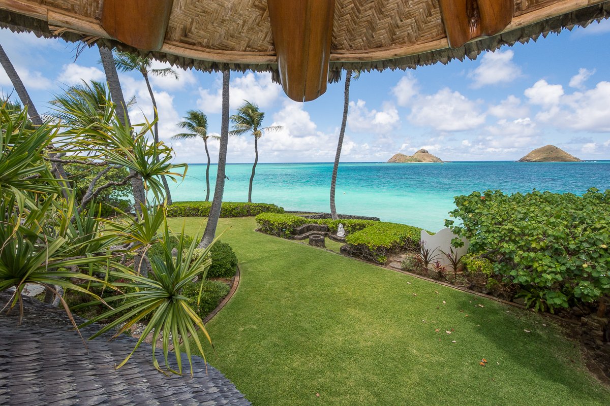 View of blue waters from Paul Mitchel Estate in Lanikai, Kailua, Oahu