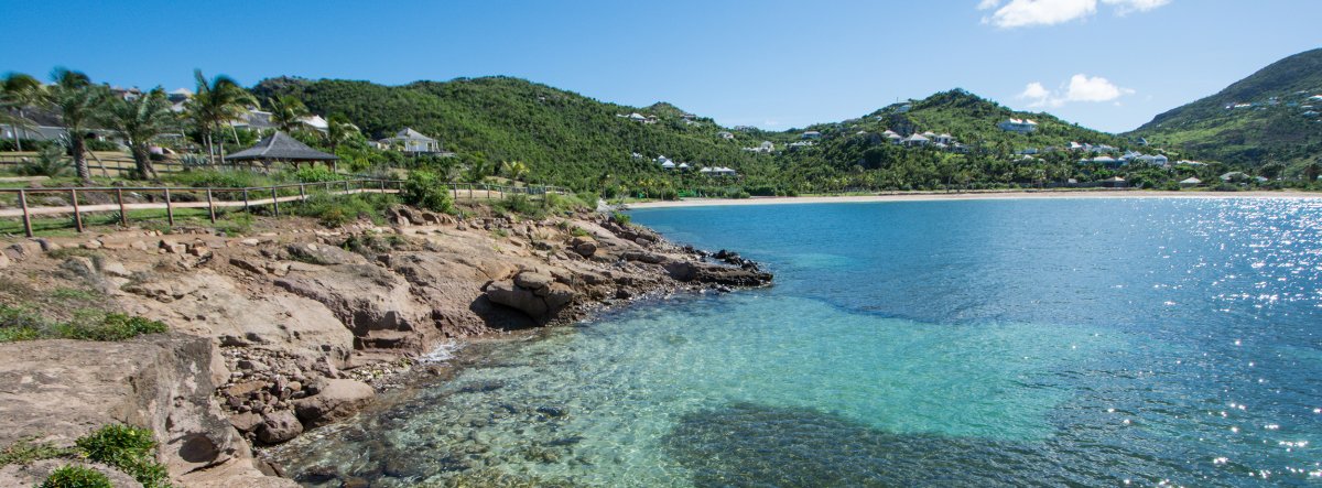 Anse de Grand Cul de Sac view of bay and beach from private oceanfront st. Barts villa