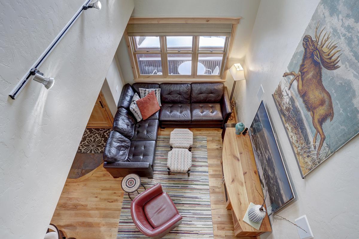 Overview of living area from upstairs landing