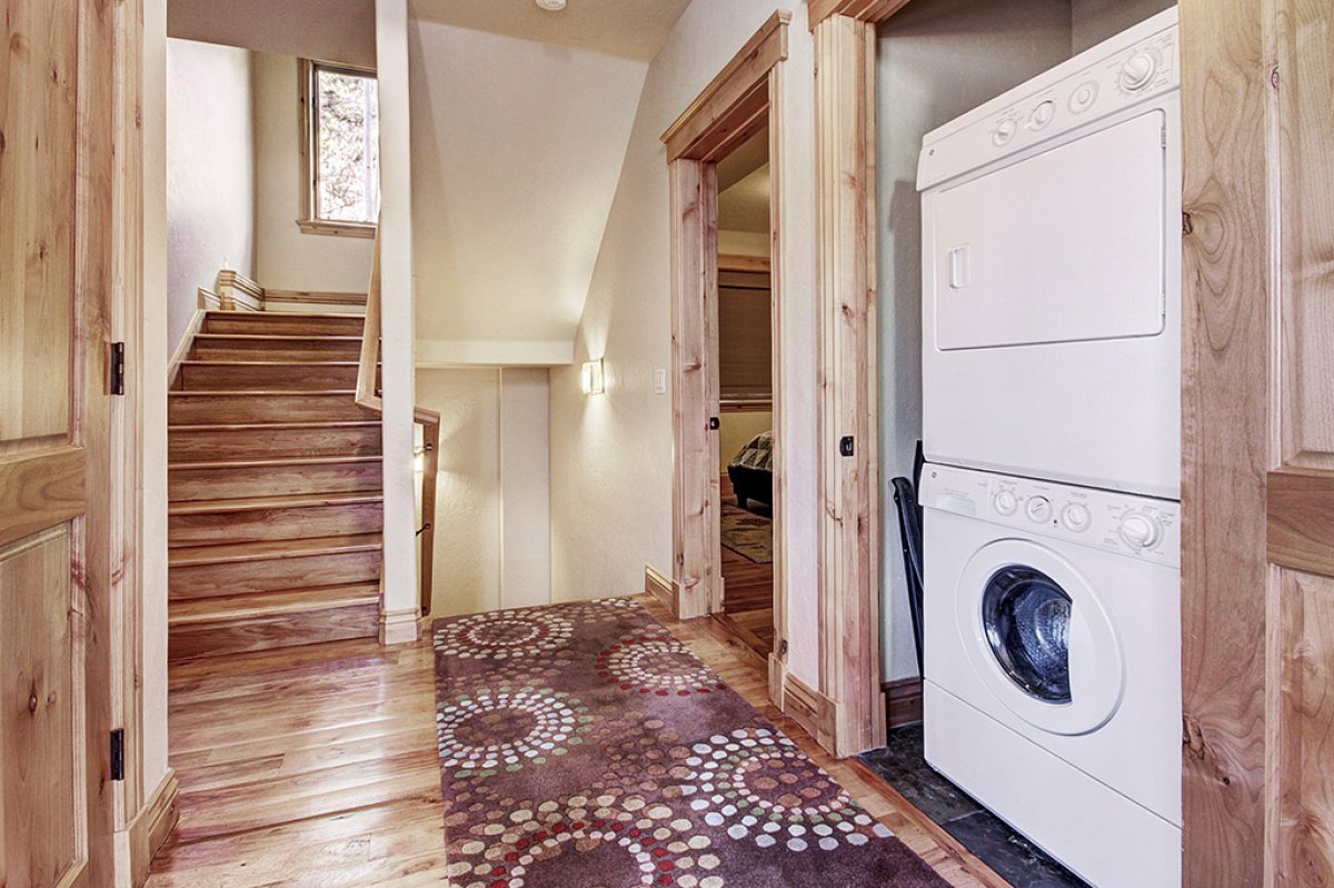 Stackable washer and dryer located on main level