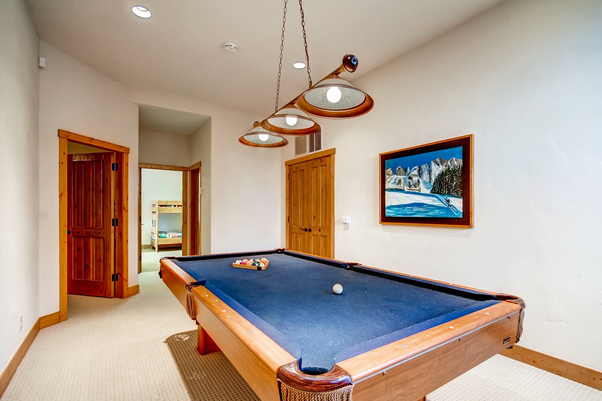 Pool table, located on the lower level - Dunkin Hill Lodge Breckenridge Vacation Rental