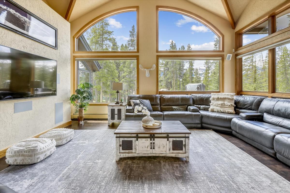 Enjoy the gorgeous views from the living room - Evergreen Lodge Breckenridge Vacation Rental