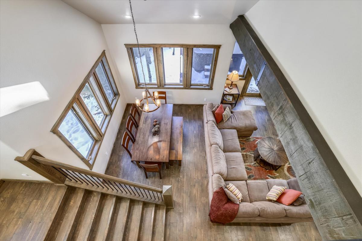 Overhead view of the living area - Highwood Hideaway Breckenridge Vacation Rental