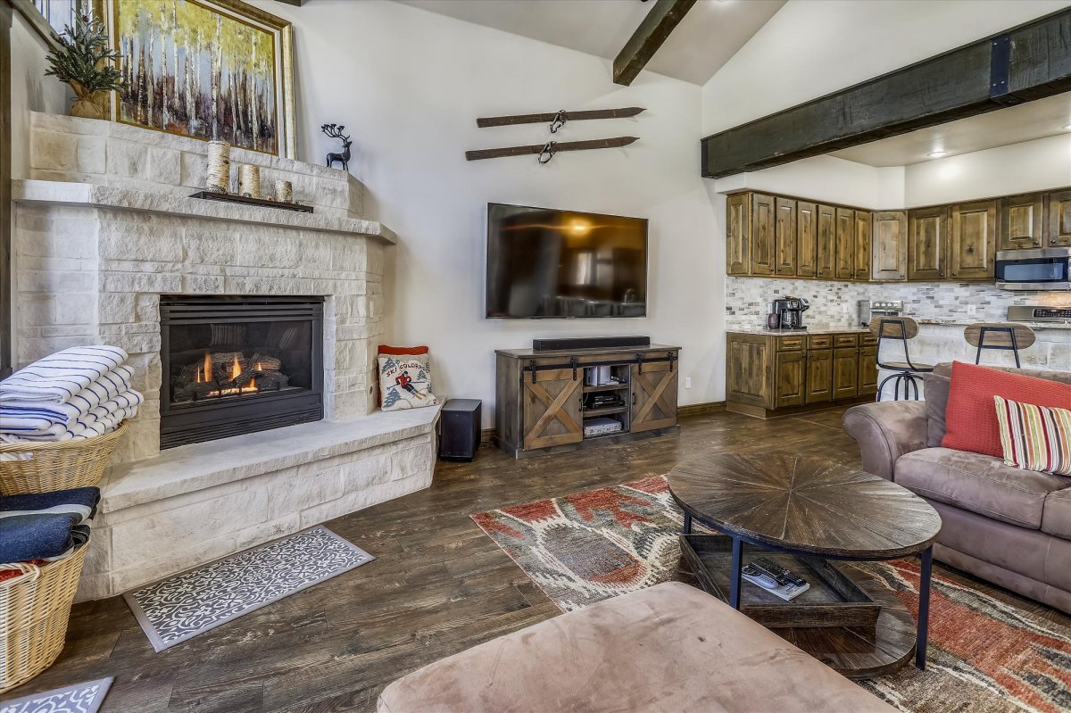 Gas Fireplace - Highwood Hideaway Breckenridge Vacation Rental