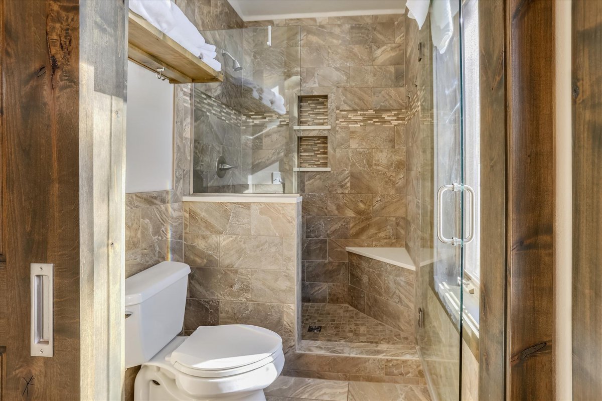 Beautiful walk in shower - Highwood Hideaway Breckenridge Vacation Rental