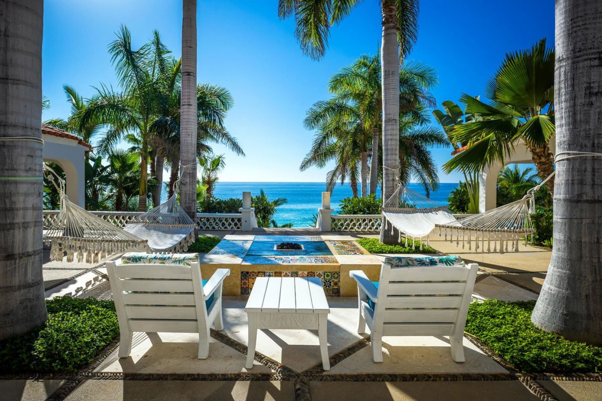 Outdoor seating is plentiful at Casa Edwards with loungers, plush chairs and hammocks!