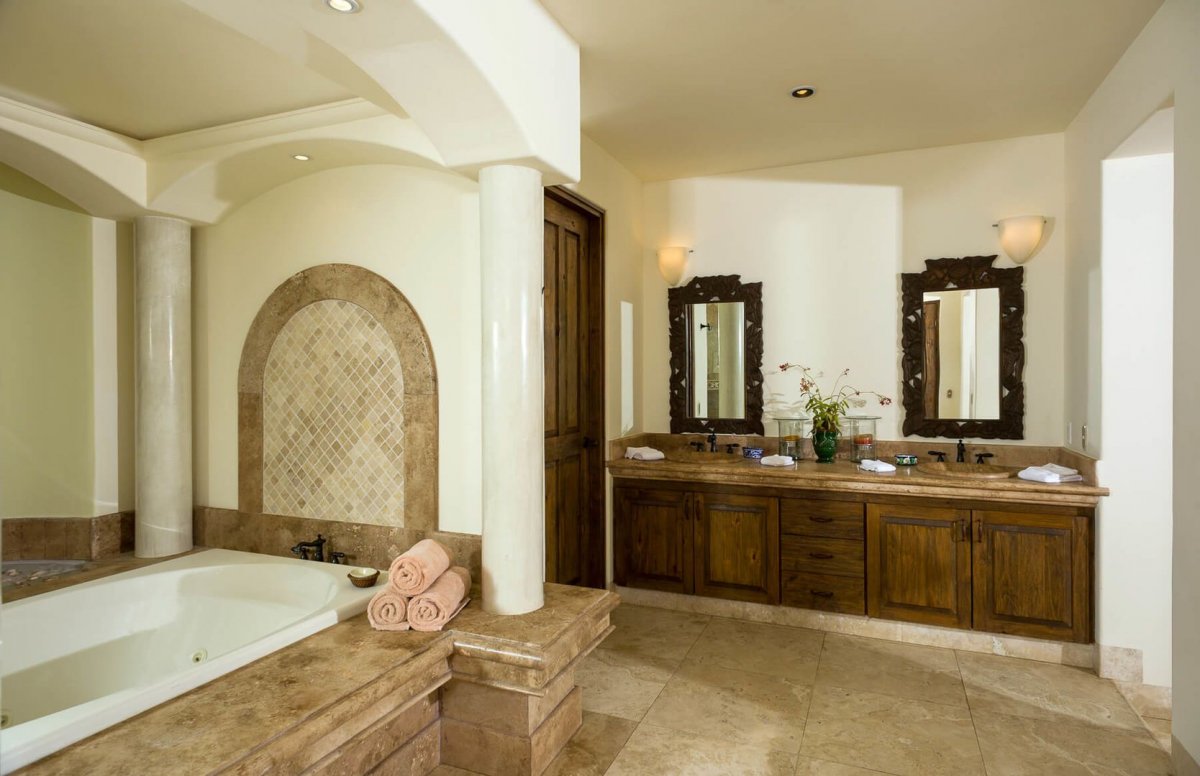 You'll feel like you're in a luxury spa when you enter the bathrooms at this stunning villa