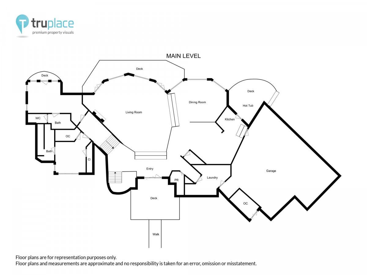 Main level floorplan - Lookout on Christie Lane - Breckenridge Vacation Rental