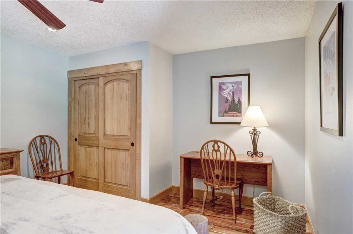 Upper level master bedroom with queen bed.