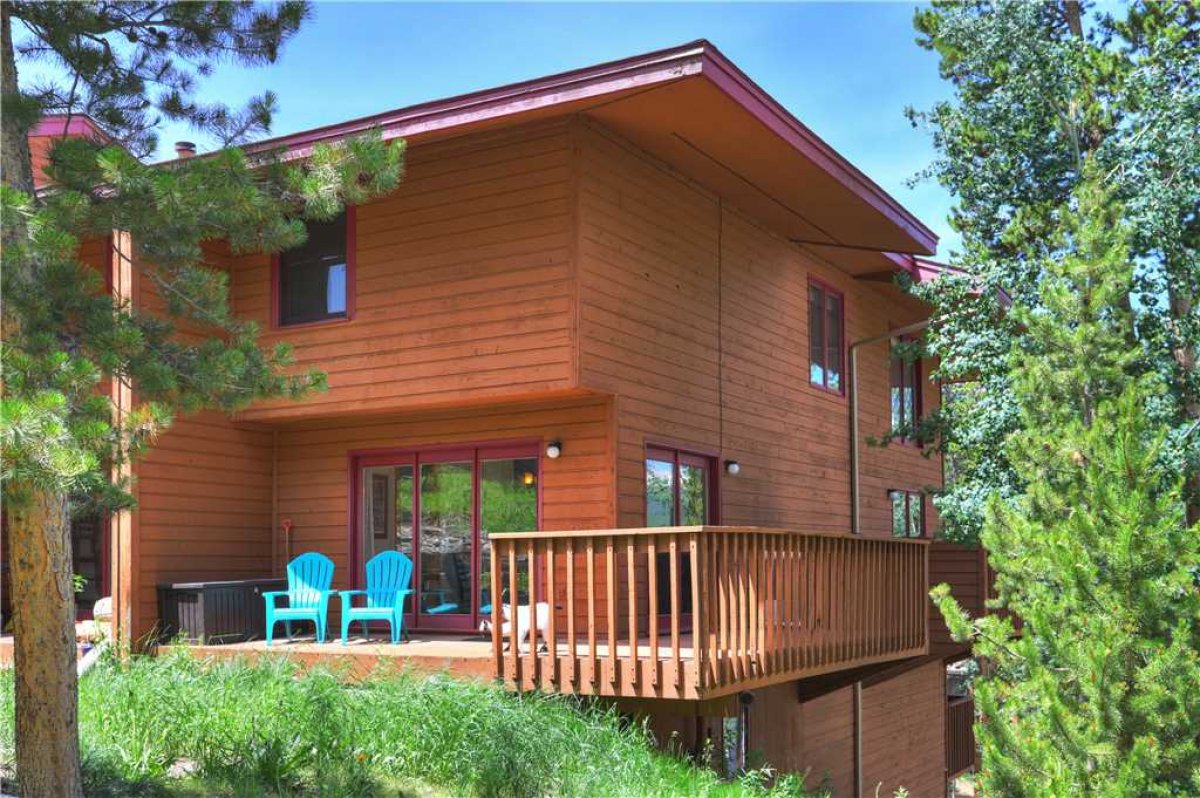 This home has many outdoor decks and seating areas to enjoy the mountain air.