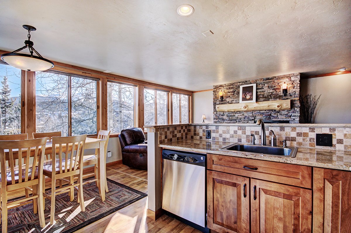 Kitchen comes equipped with 12 cup drip coffee pot, slow cooker, and toaster.