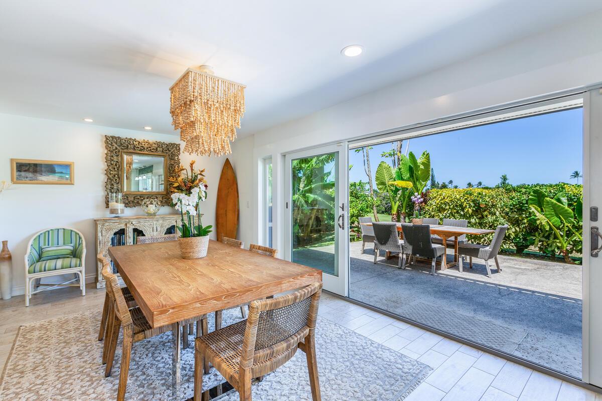 Share memorable meals while enjoying easy access to the covered lanai for peaceful views to wind down your evening.