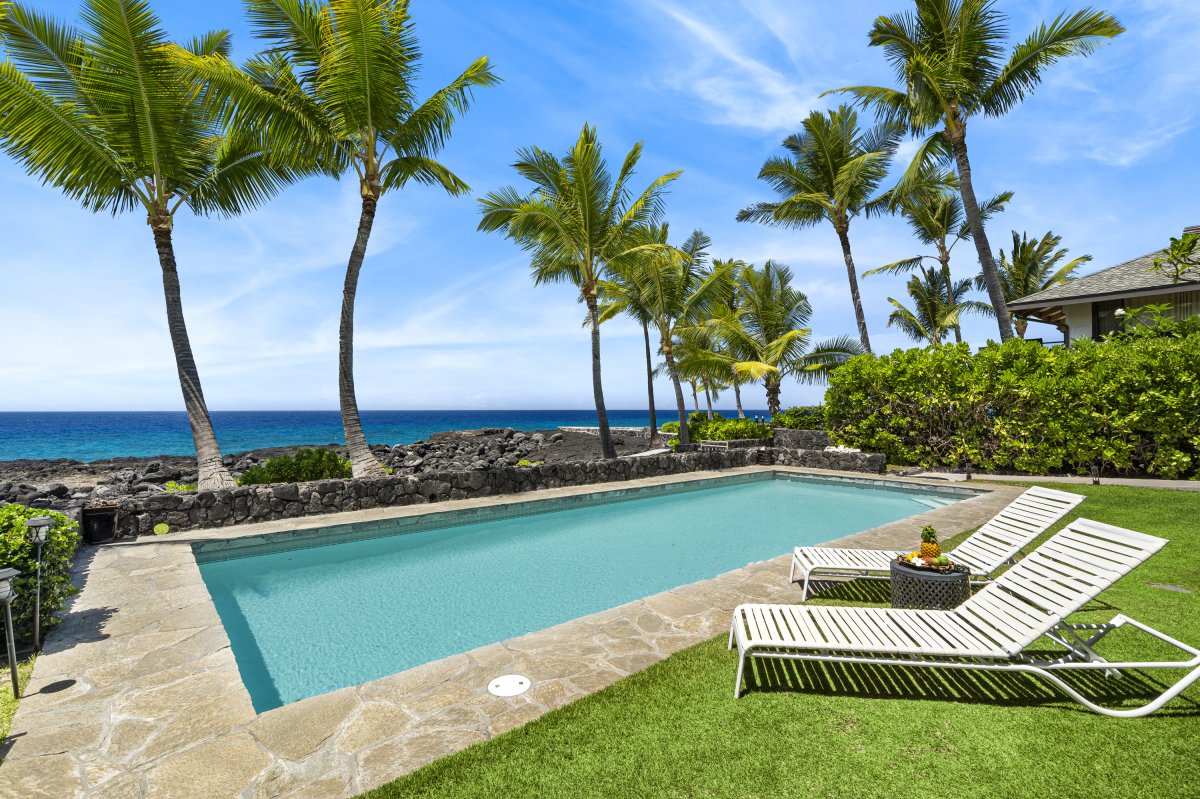 Views overlooking the pool from the South end of the Lanai