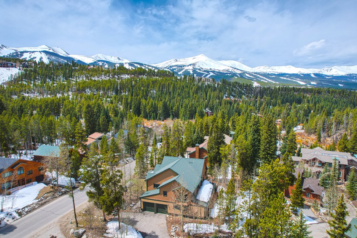 Drone view looking at Breckenridge Ski Resort