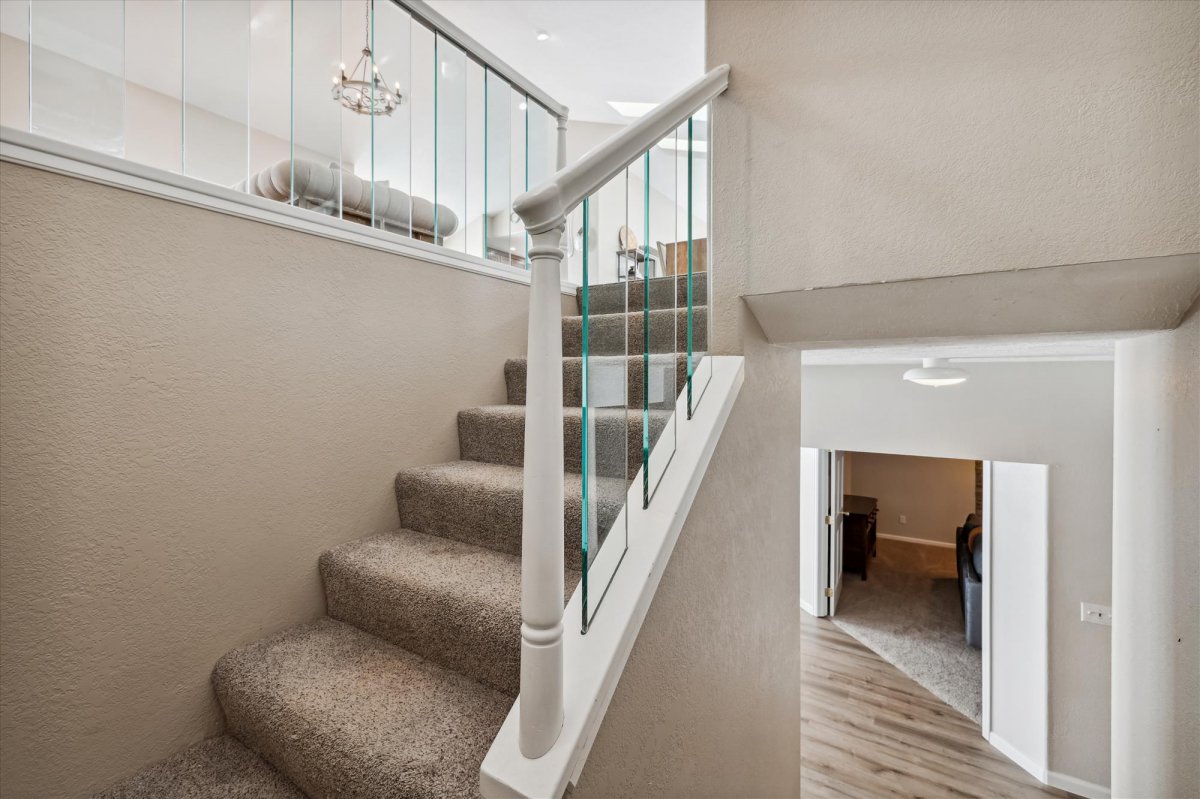 Stairs to lower level,The Gold Hill Chateau, Breckenridge Vacation Rental