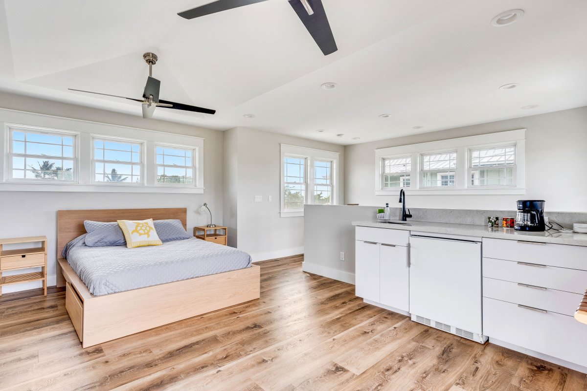 Ohana bedroom with sink and mini fridge