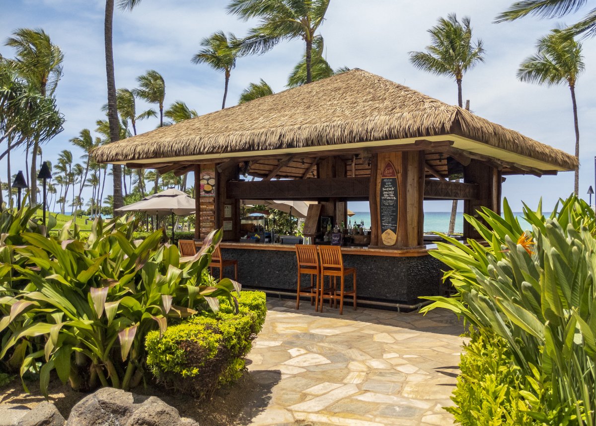 The cabana down by the beach.