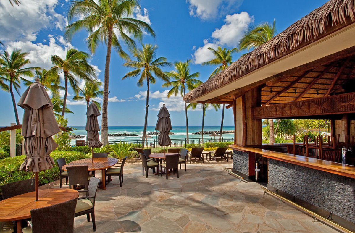 Stay awhile at the beach front seating area.