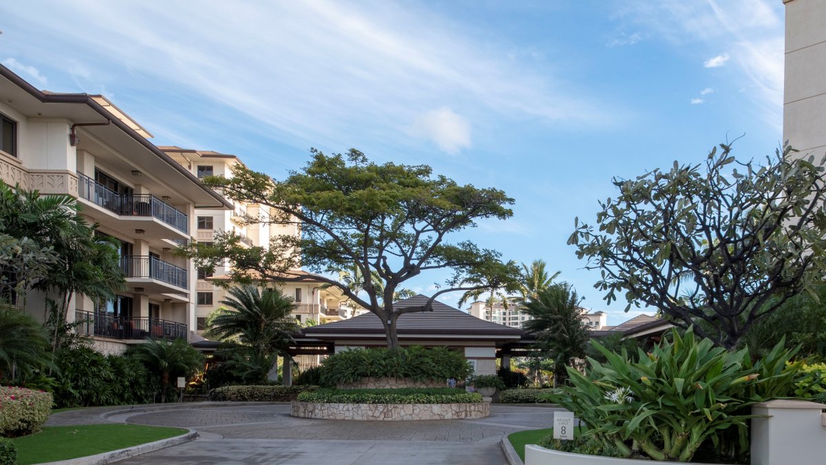 The tropical resort entrance.