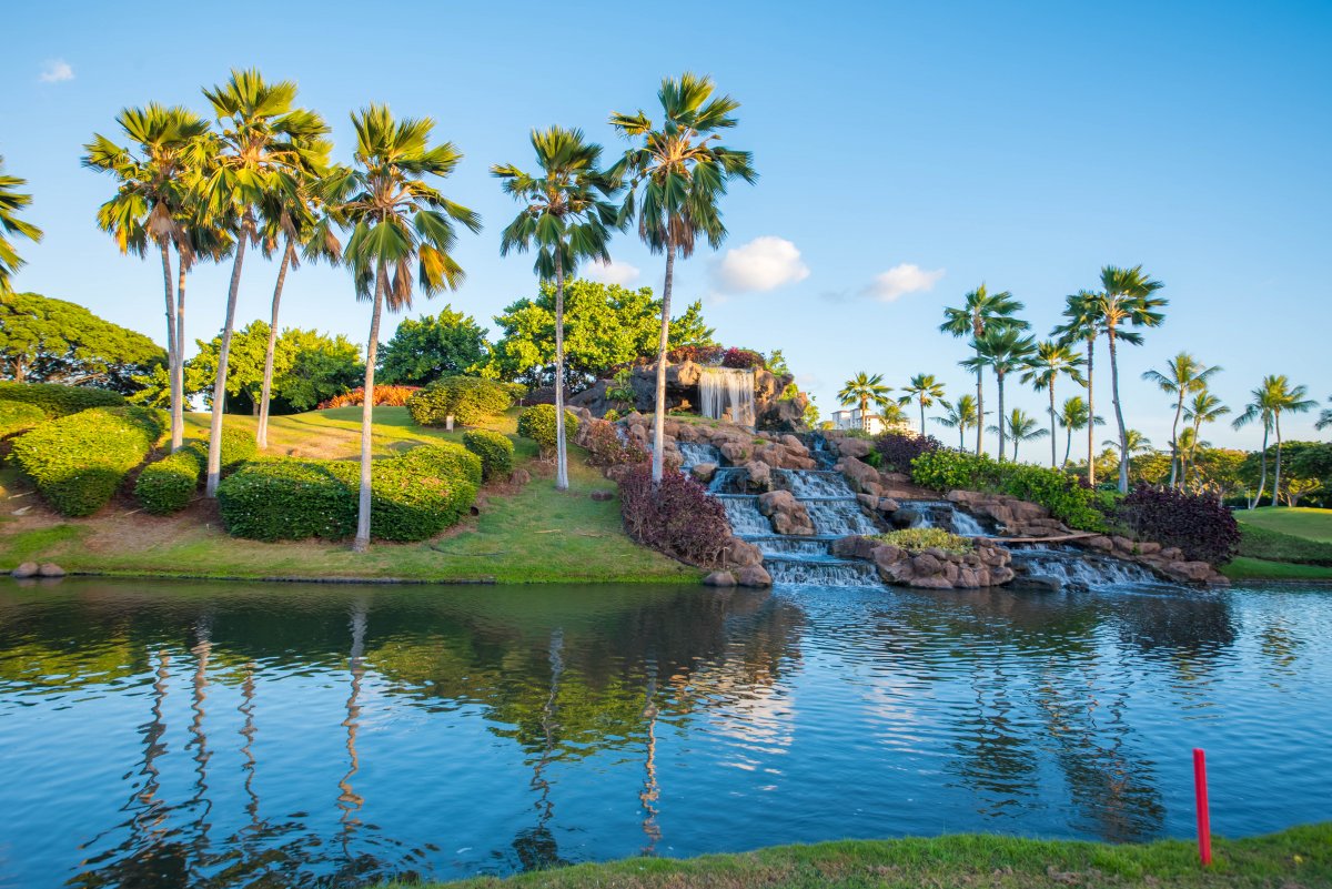 Waterfalls near the entrance of the resort.