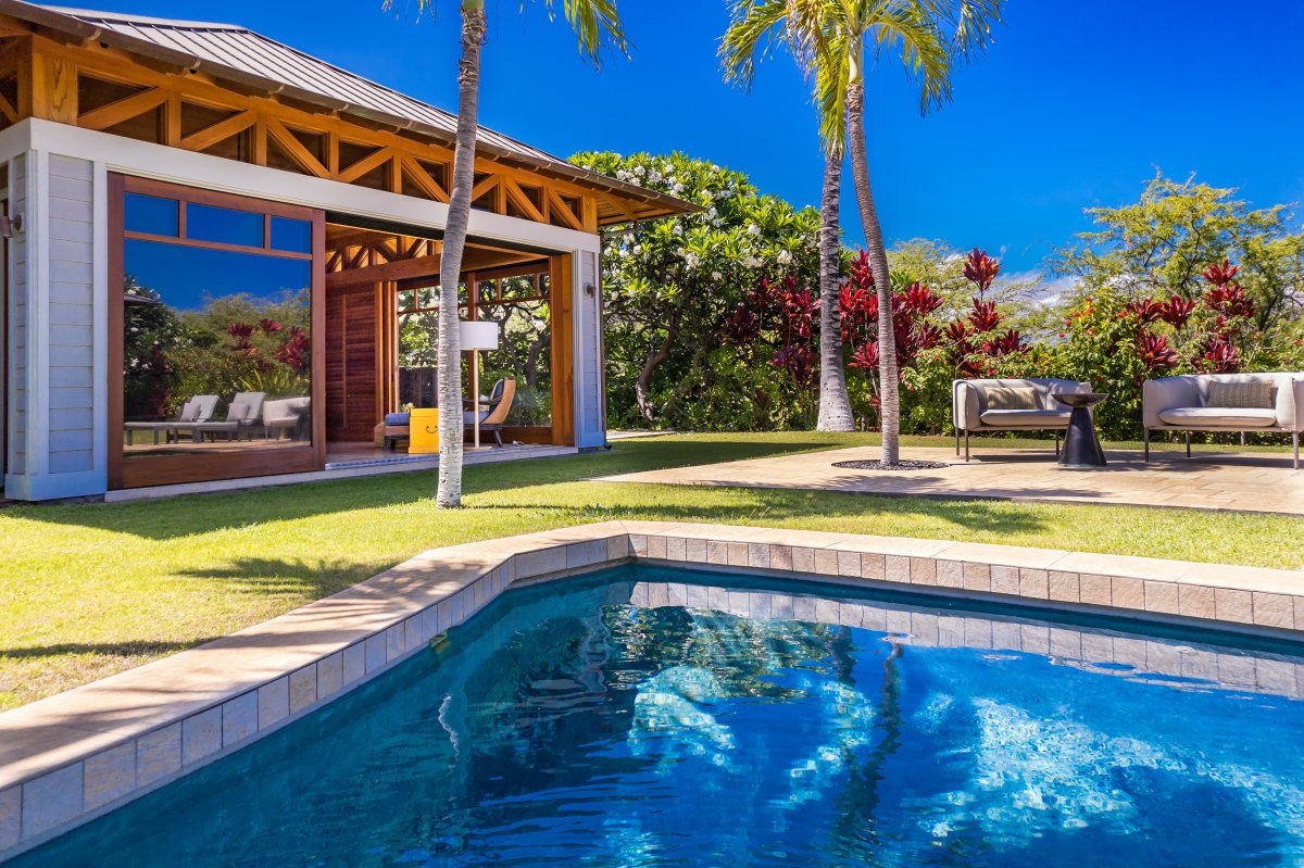 Poolside view towards the Primary suite.