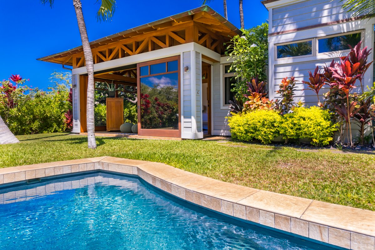 Poolside view towards the second bedroom.