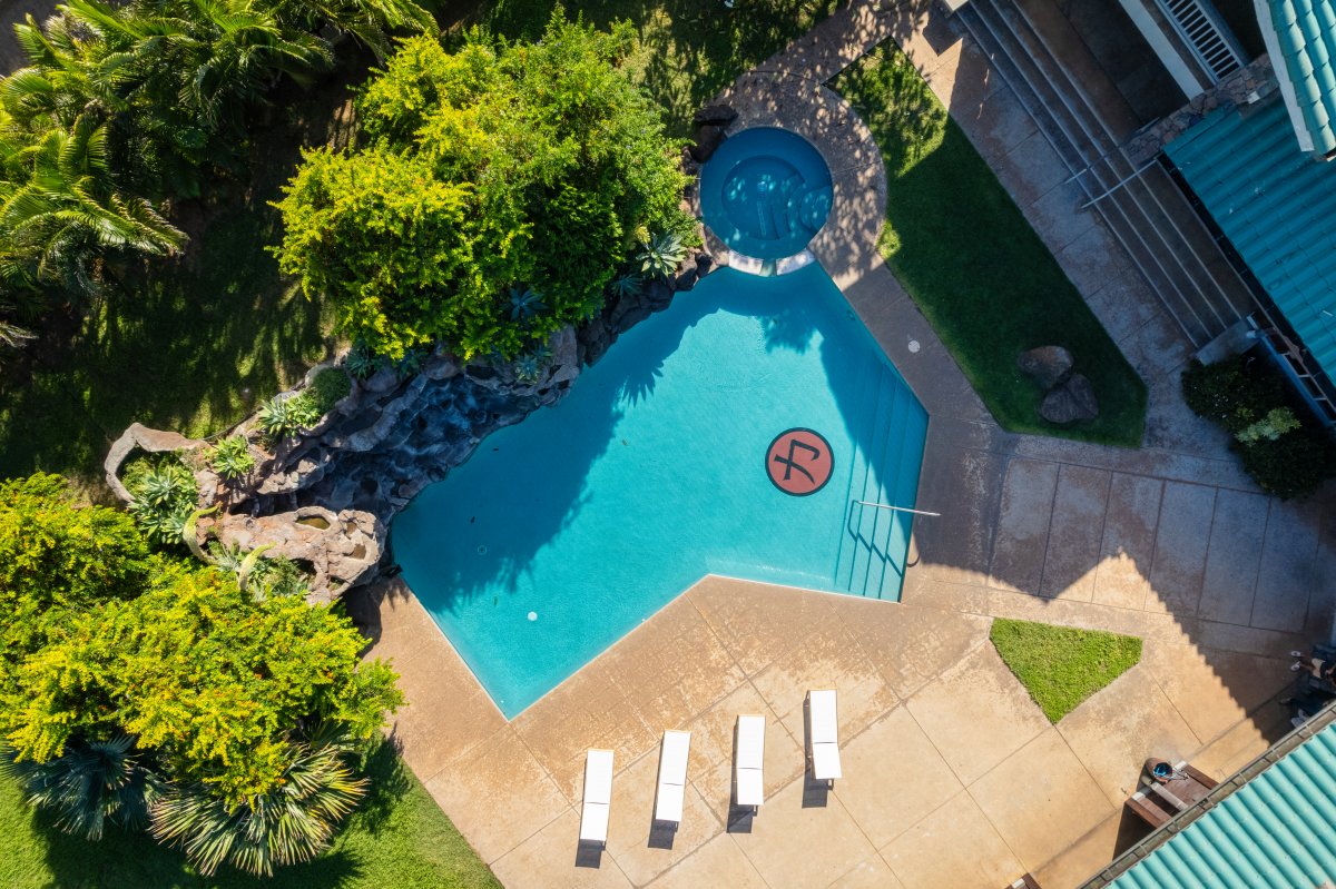 Aerial shot of the pool