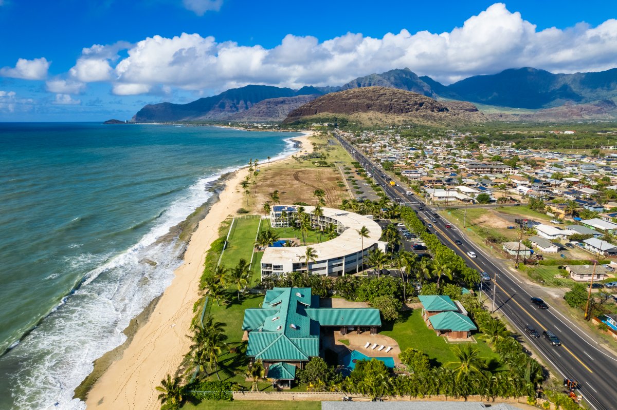 Aerial shot of the beach.