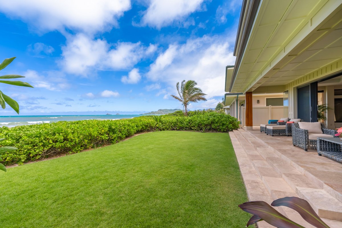 Enjoy the lush and ocean views from the lanai.