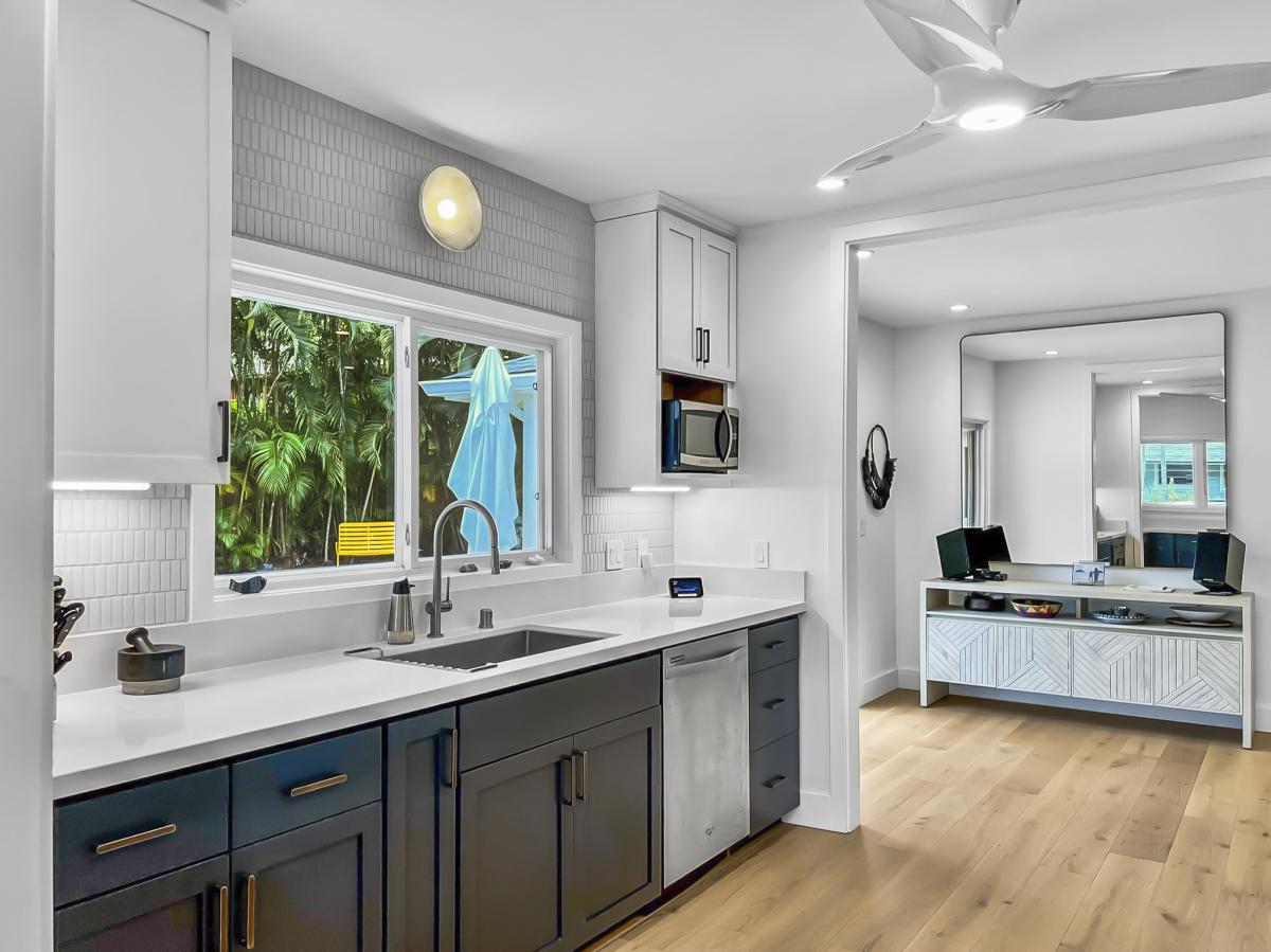 A garden view above the sink turns even the everyday into something to enjoy.