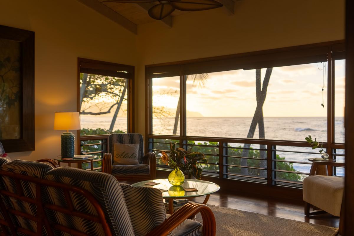 Watch the sunset from the comfort of the living room, creating the perfect evening ambiance.