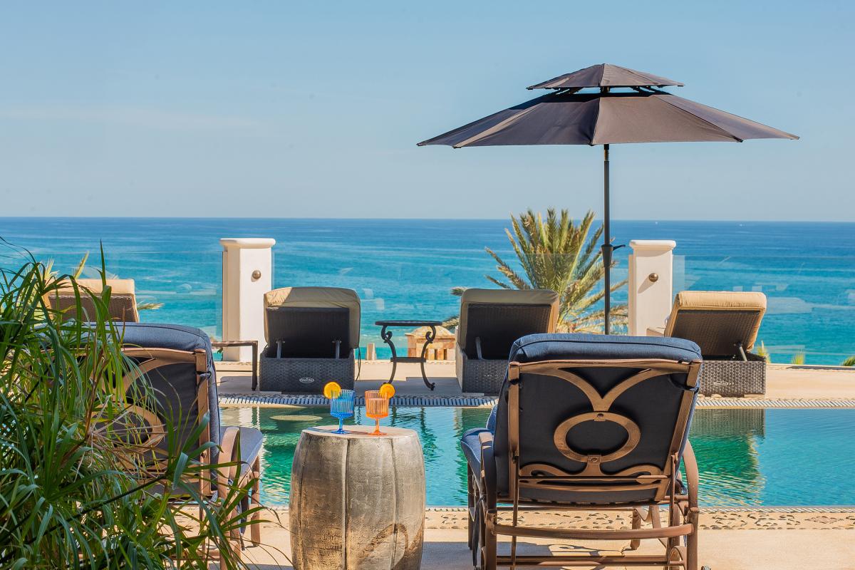 Poolside patio with gorgeous ocean views
