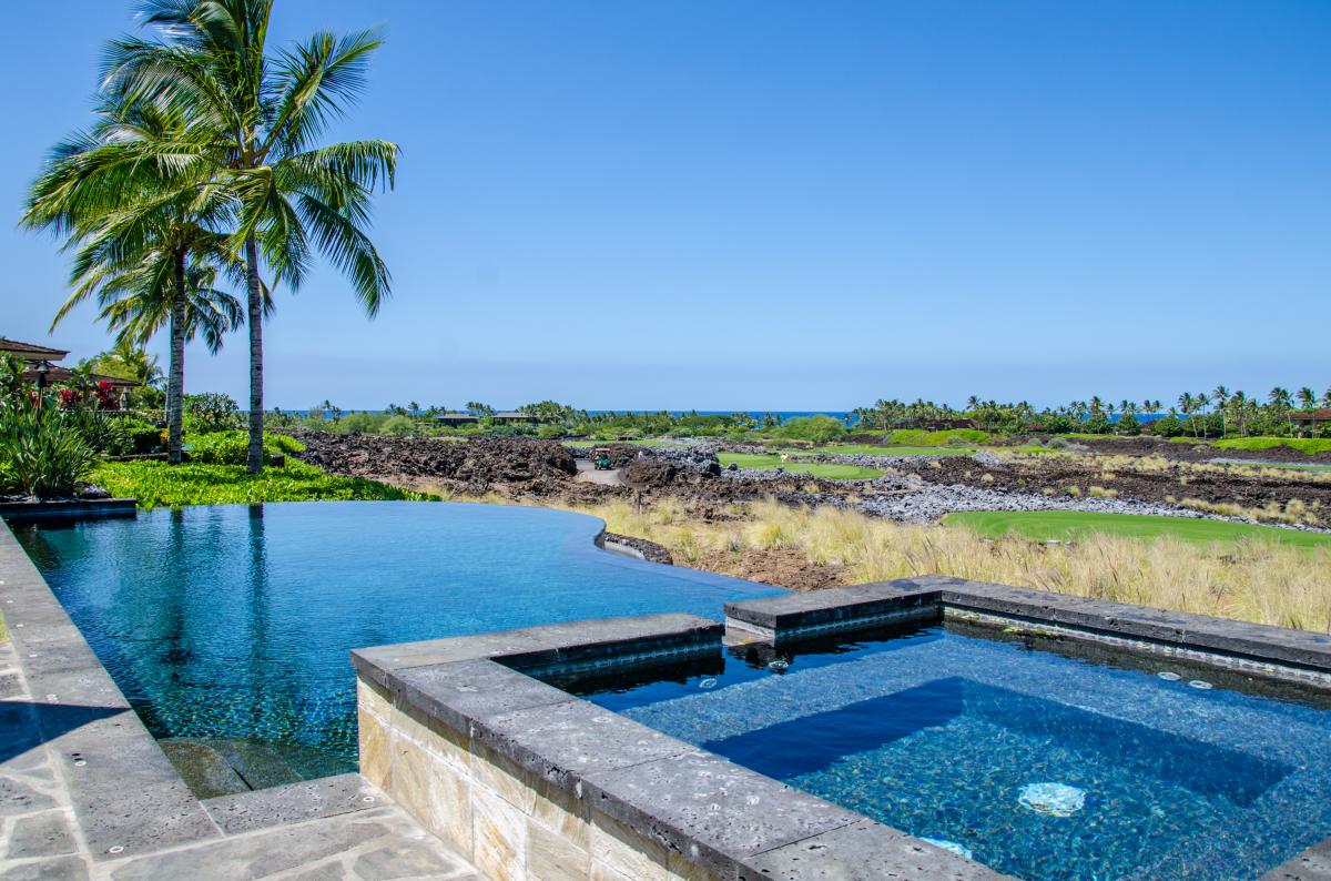 Unwind in your serene spa overlooking the fairways at 4BD Ke Alaula Estate (124), where peace and privacy meet island elegance.
